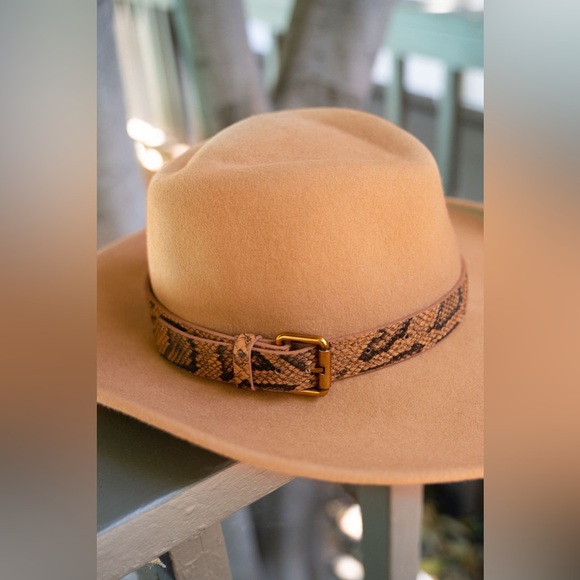 Wide Brim Snake Print Belt Wool Fedora Hat - POL - Picture 7 of 7